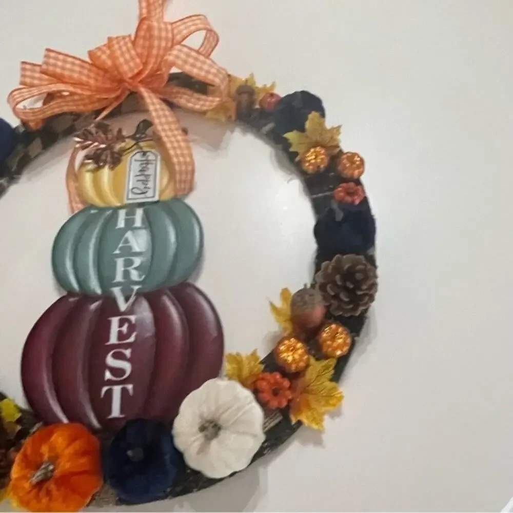 Happy Harvest Pumpkin Wreath Fall Autumn Decor 18